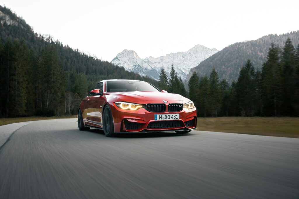 A orange color bmw